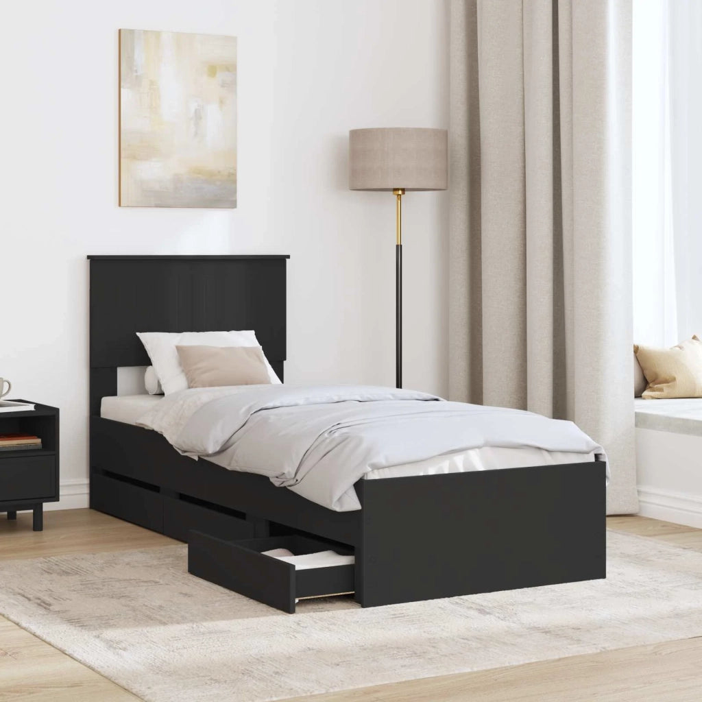 Struttura del letto-Giroletto Nero 75 x 190 cm Legno Ingegnerizzato 175752