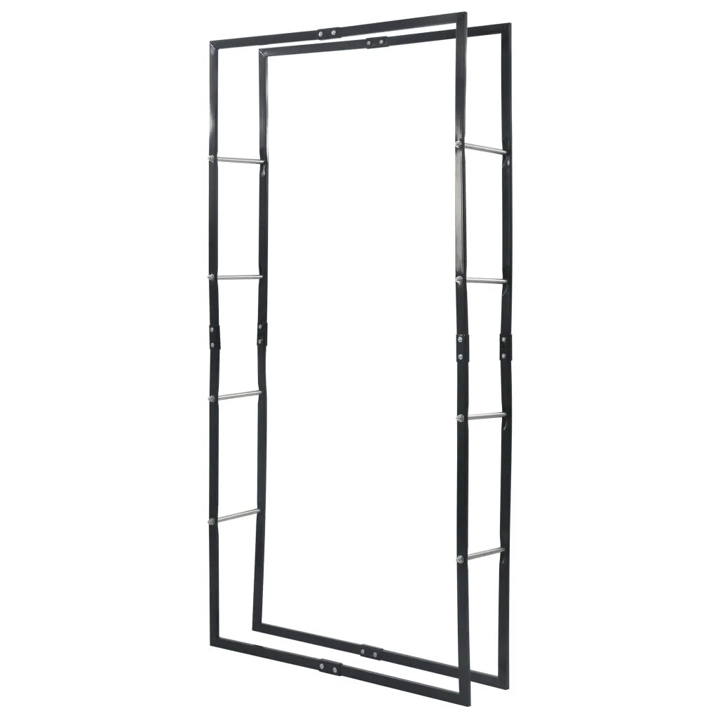Rastrelliera per Legna da Ardere Nera 100x25x200 cm in Acciaio