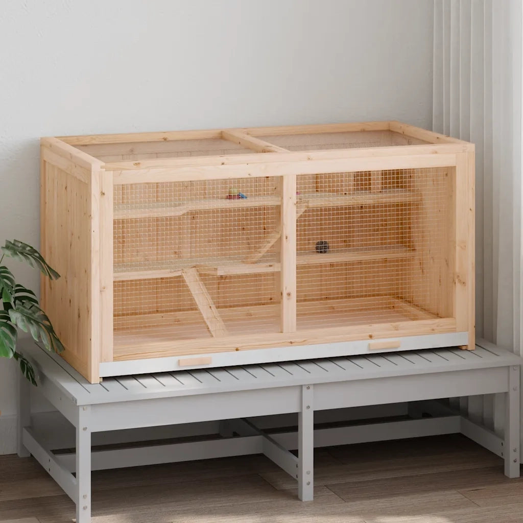 Gabbia per criceti 104x52x54 cm in legno massello di abete 172380