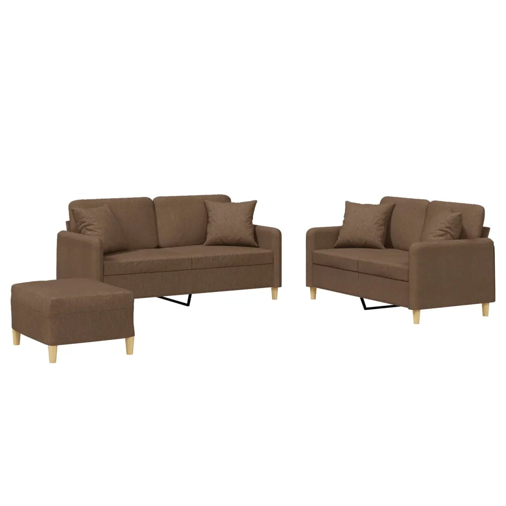 Set di Divani 3 pz con Cuscini Marrone in Tessutocod mxl 83290