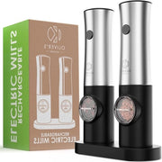 Zangherine elettriche con caricamento USB-C - Dock con illuminazione - Facile da usare - Regolazione della grana - con luce - Acciaio inossidabile