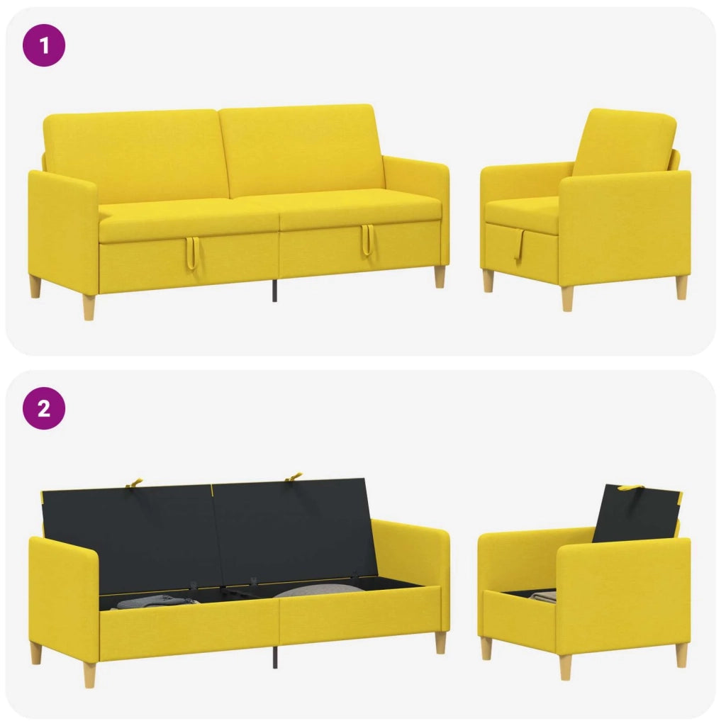 Set di Divani con Storage 2 pcs Giallo Chiaro Poliestere 3429242