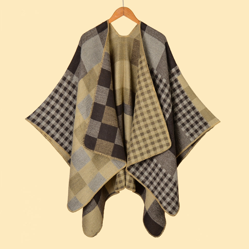 Nuova cappa da viaggio calda da donna con motivo geometrico jacquard.