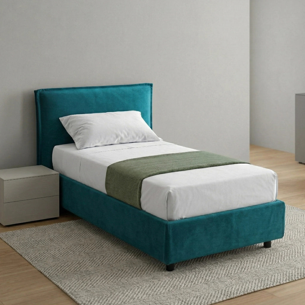 Brozolo, Letto Singolo Materasso Incluso Made in Italy, Azzurro
