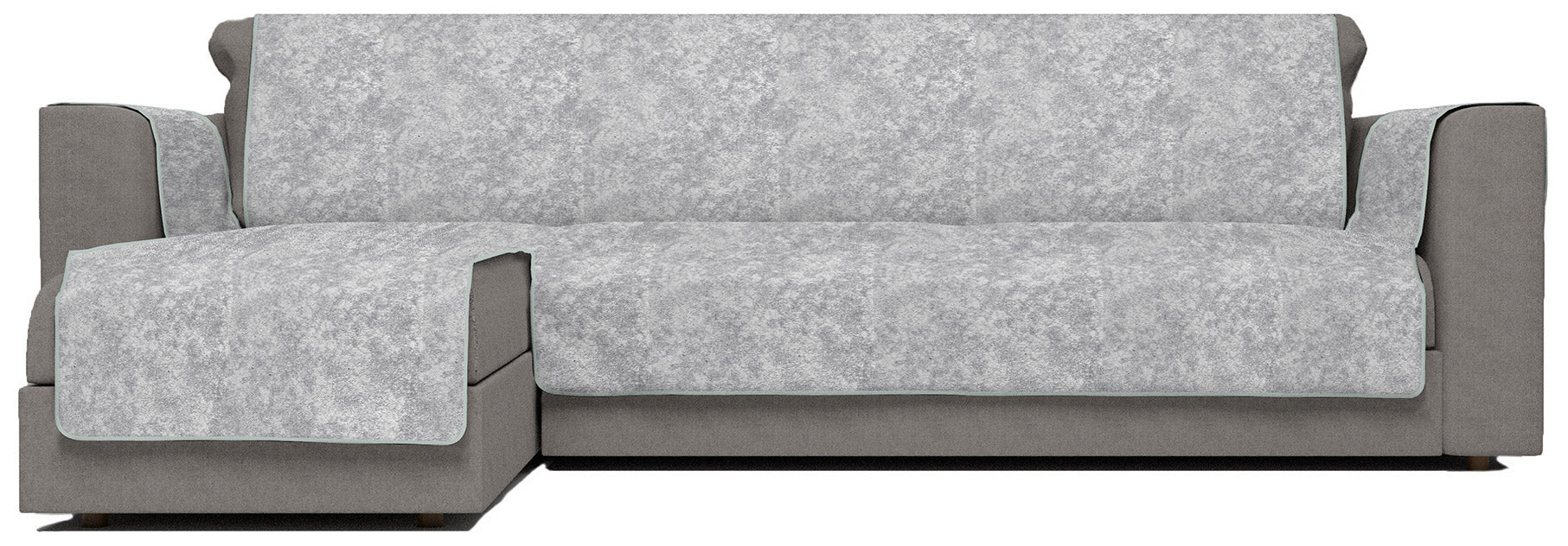 Copridivano con Penisola Sinistra Seduta 290 cm in Poliestere e Cotone Grigio Chiaro