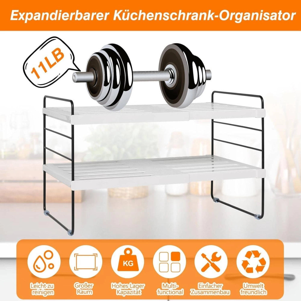 Trade Shop - Mensola Estendibile Organizer Da Cucina Portaspezie Scaffale A 3 Ripiani Multius -