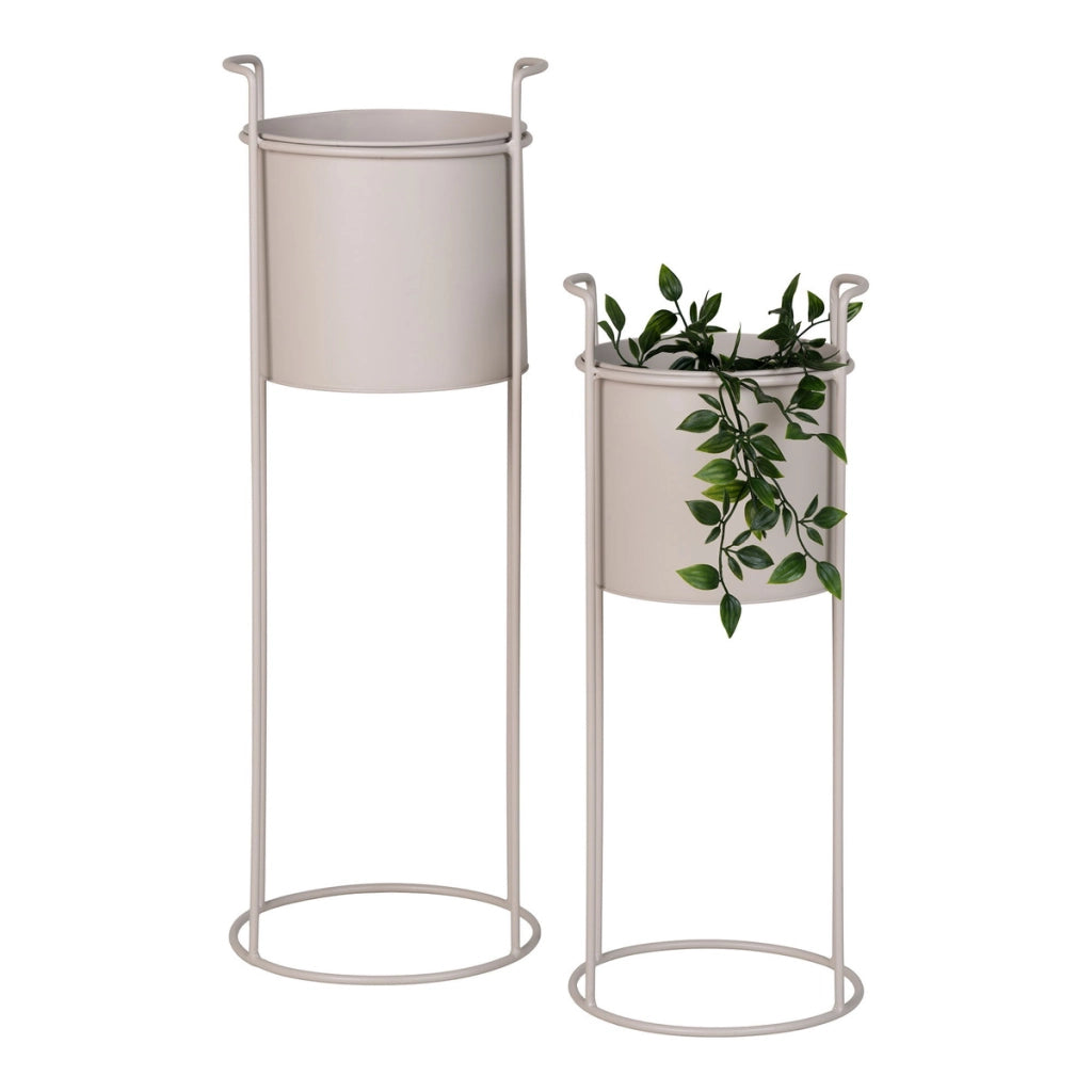 Set di 2 Vasi per Piante Rabo, Beige, Metallo, 20x20x50 cm
