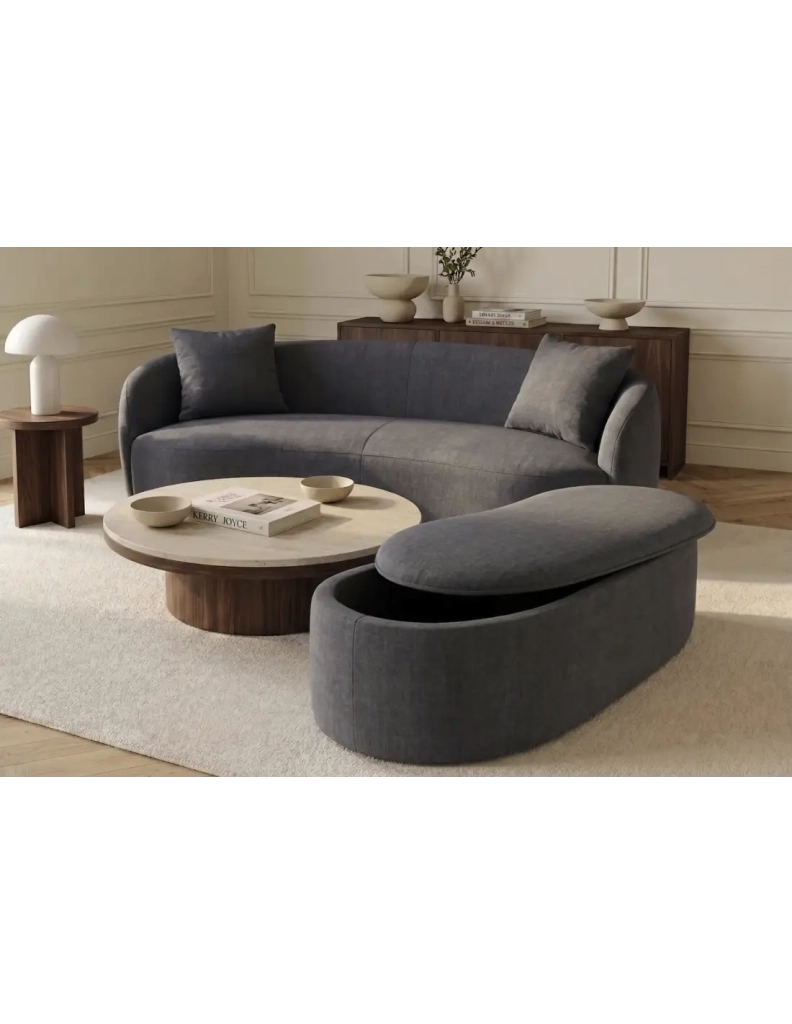 Pouf contenitore NYJY in velluto – Grigio grafite – 120 x 40 x 50 cm