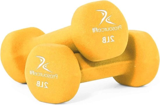 Set di 2 halters in neoprene con trattamento anti-slip giallo - Set di dumbbell da 0,9 kg