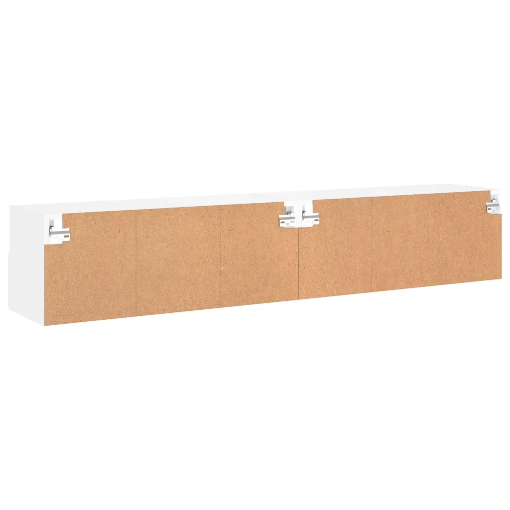 Mobili TV a Parete 2pz Bianchi 80x30x30 cm in Legno Multistrato 836869