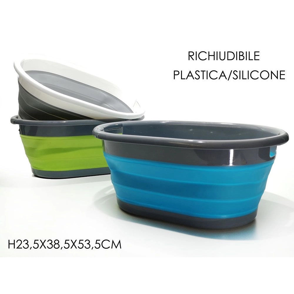 Trade Shop - Cesta Contenitore Per Bucato Richiudibile Salvaspazio 17 Litri In Plastica Silicone -