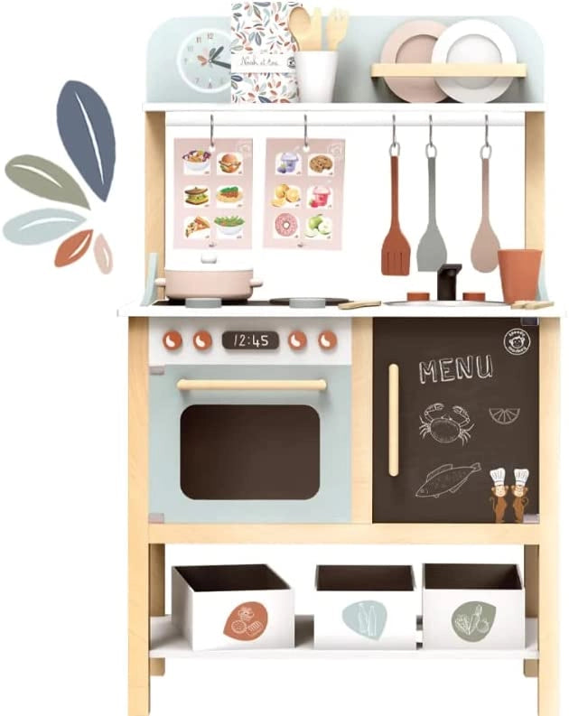 Cucina Legno per Bambini Grande Cucina Giocattolo in Legno per Bambini Altezza 90 cm Cucina Giocattolo per Bambini (Bian