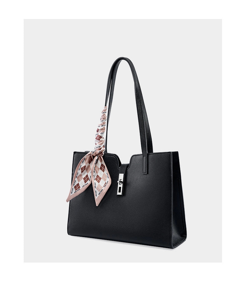 Borsa a mano da donna in vera pelle, modello medio con manico superiore, borsa a tracolla nera