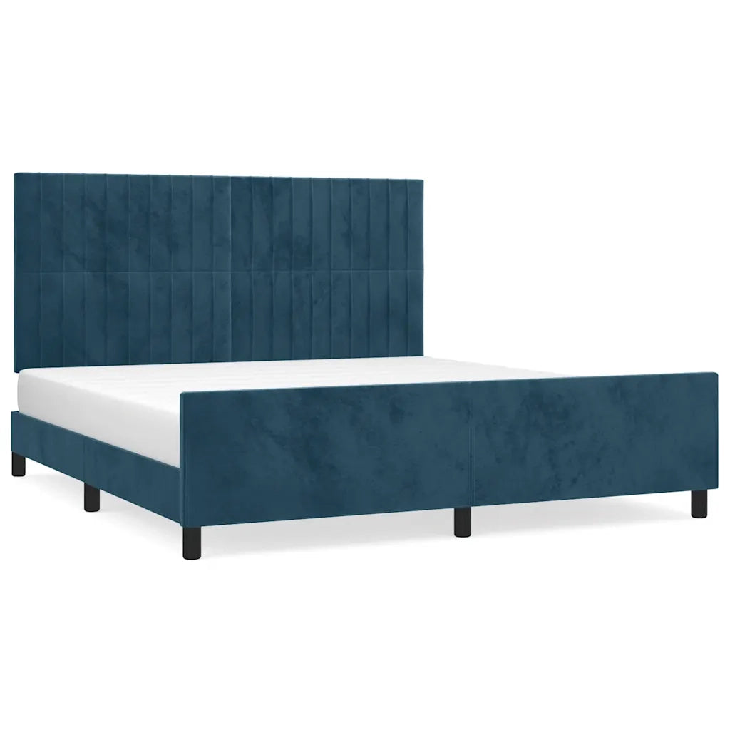 Giroletto senza Materasso-Struttura Letto Blu Scuro 160x200 cm in Velluto 900941