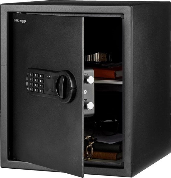 Safetta di sicurezza per uso domestico con tastiera elettronica - proteggi documenti e gioielli - 43 litri - nero - 35 x 33 x 42 cm - resistente al fuoco