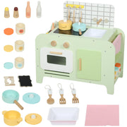 Cucina giocattolo per bambini con accessori ¨C Zephmum ¨C MDF, verde, 40 cm