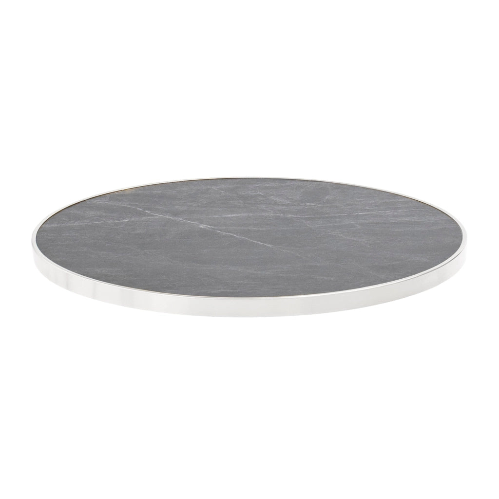 Oviala - Tavolo da pranzo 60 cm inclinabile marmo nero/argento e piede nero