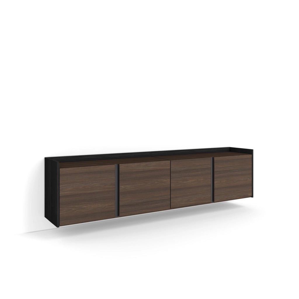 Mobile TV Soggiorno, 207x50x35 cm, Per TV fino a 80", Sospeso, da appendere, Rovere scuro e Nero