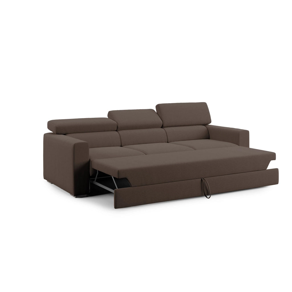 Dylan Divano a 3 sedute con estraibile a cassettone in tessuto simil cotone impermeabile T13 240 cm marrone