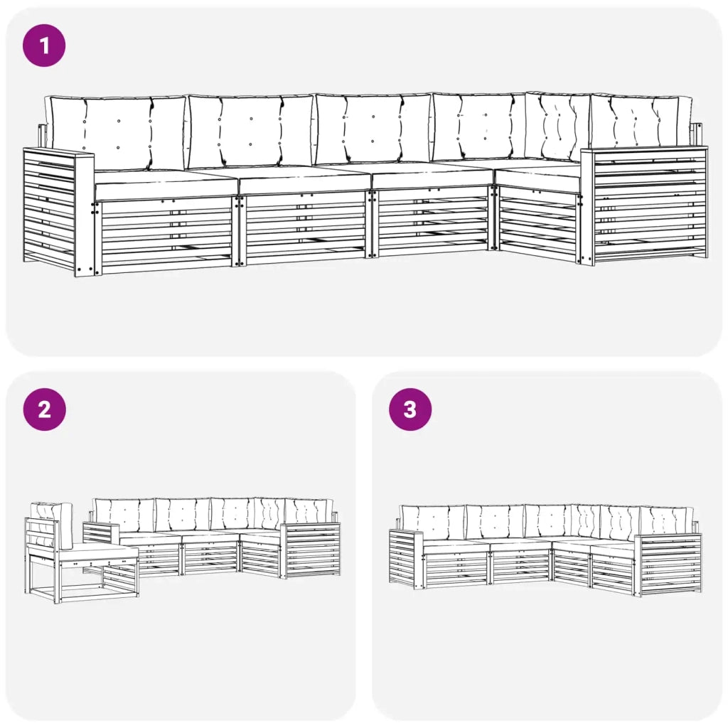 Set di divani da esterno 5 pz Bianco e Antracite Poliestere 3390492
