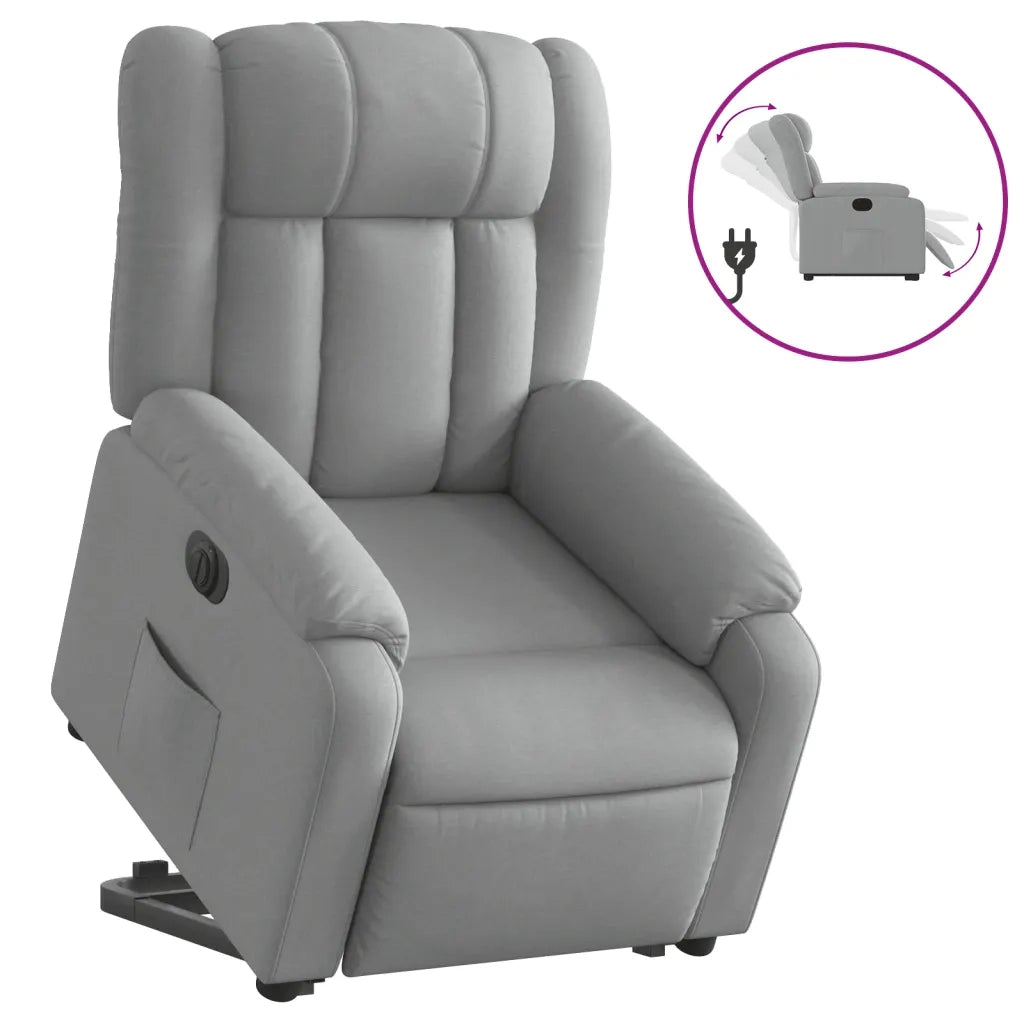 Poltrona Reclinante Alzapersona Elettrica Grigio Chiaro Tessuto 3205340