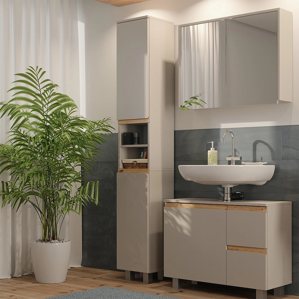 Vicco Armadio per il bagno Cashmere/Artigianale 30.2 x 190 cm con 2 porte
