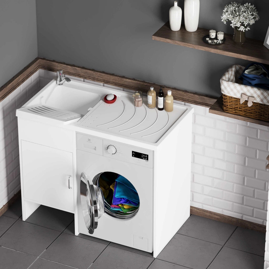 Mobile LAVATOIO con vasca COPRILAVATRICE REVERSIBILE in PVC in KIT per Interni/Esterni - Dim. 109X60 cm - CR