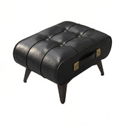 Kumo - Sgabello Pouf Ottomano Moderno 35,5x25x30 cm Poggiapiedi in Similpelle Nero