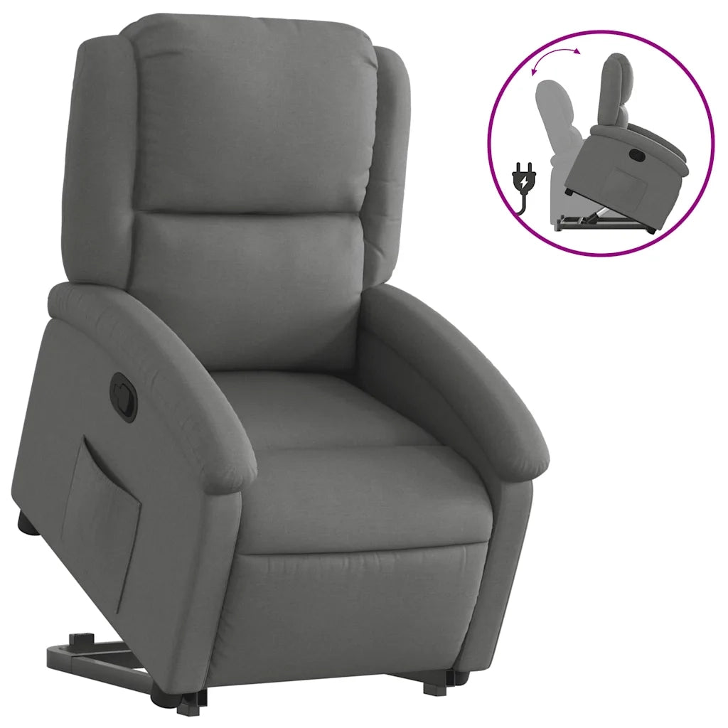 Poltrona Alzapersona Reclinabile Grigio Scuro in Tessuto 3204165
