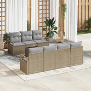 Set di divani con cuscino 8 pcs Beige e grigio polyrattan 3346290