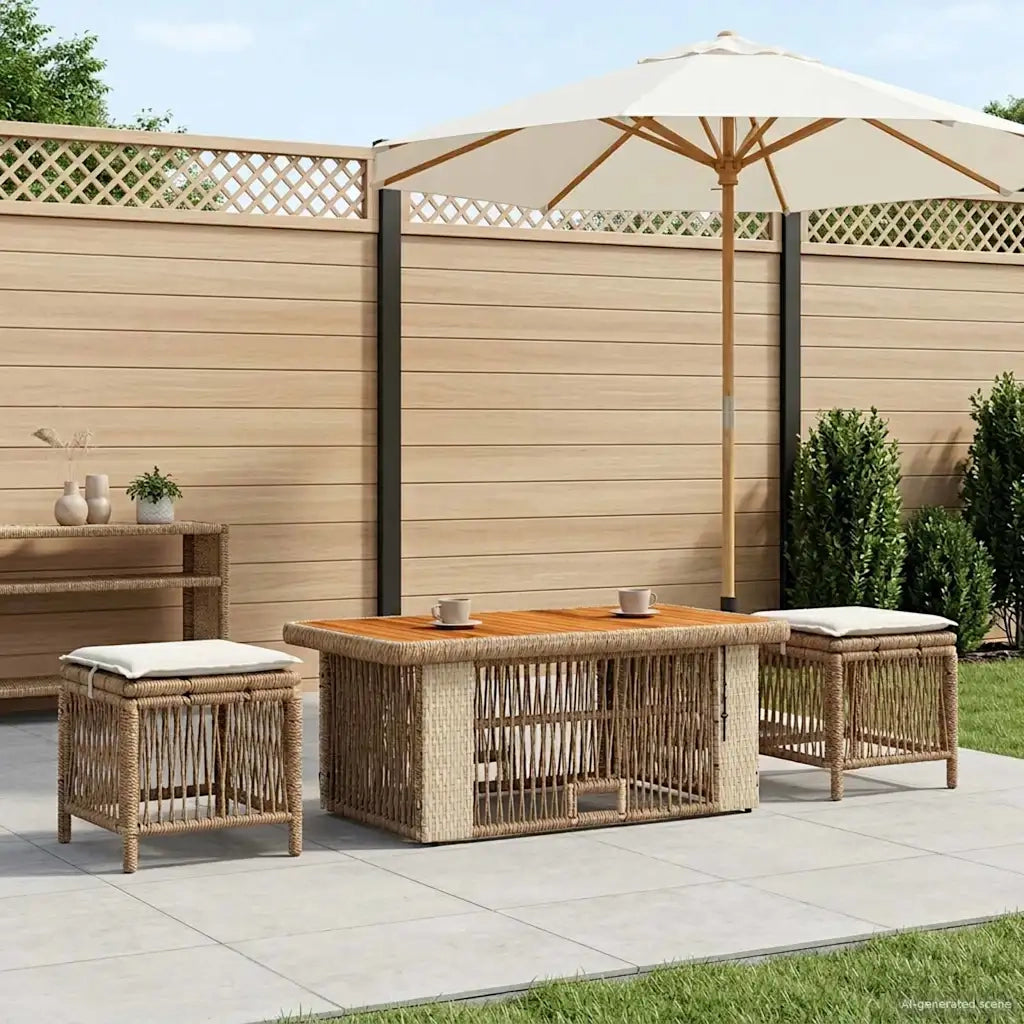 Set da Pranzo per Giardino 4 pcs Beige e Crema polyrattan 42026755