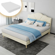 Letto 140x200 cm in tessuto beige con testiera e materasso, per camera -