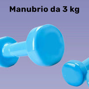 Trade Shop - Manubrio Singolo 3 Kg In Vinile Allenamento Esercizi Casa Palestra Workout Fit -