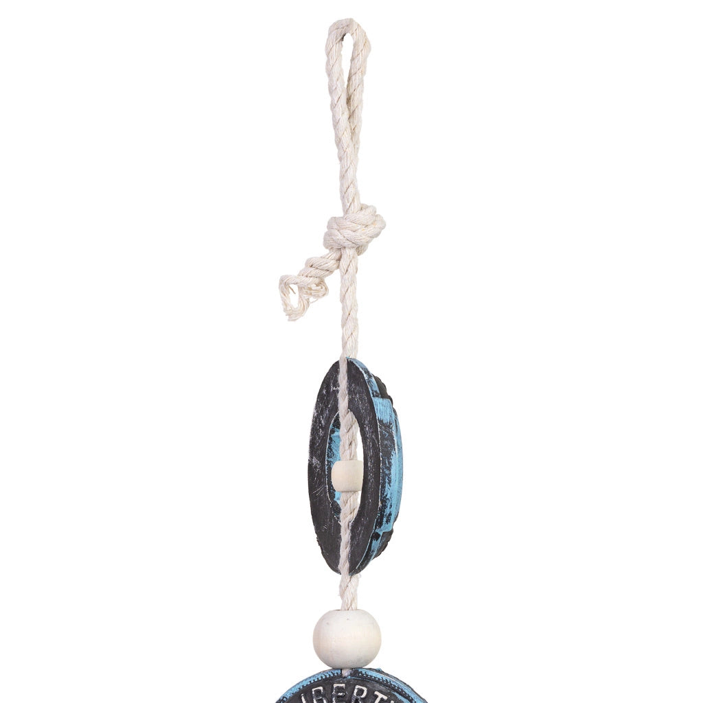 Campanello a vento decorativo in legno, blu, 8x2x52h cm