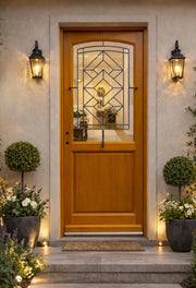 Porta Ingresso in Legno Smaltato, Vetro Trasparente, ELIOTH, H.215xl.90 p. destra + Maniglia E Canna (rif 010403FP) Tabella Dimensioni senza maniglia