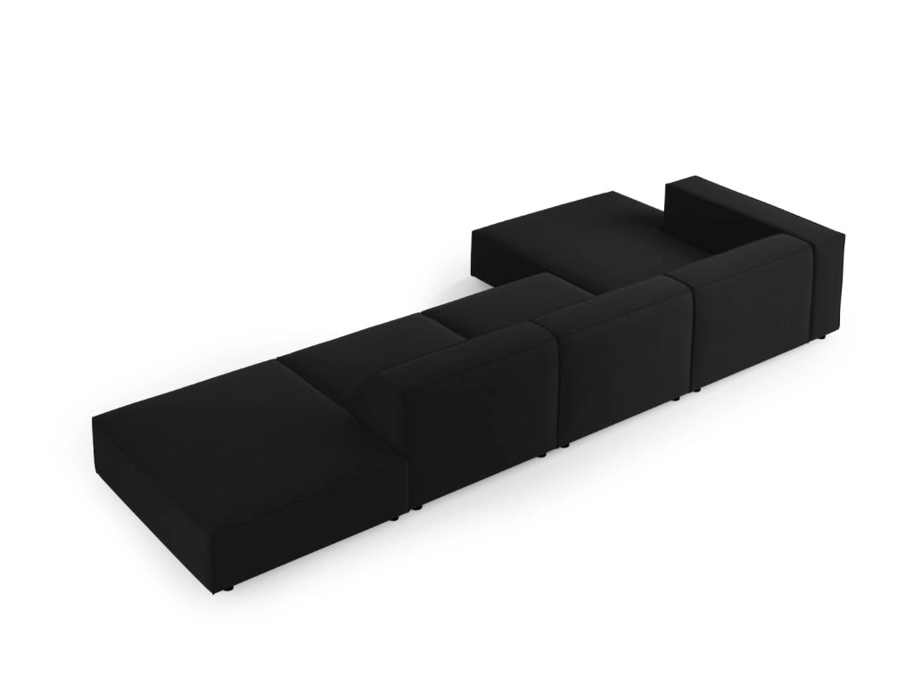 Cosmopolitan Design - Divano angolare sinistro "Arendal" 5 posti in velluto nero 