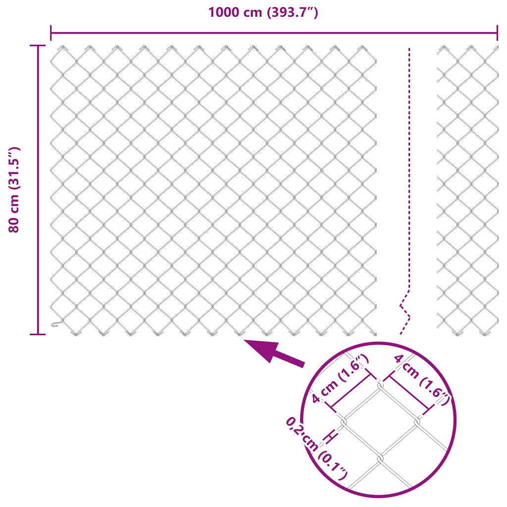 Recinzione a maglie 0.8x10 m in acciaio zincato