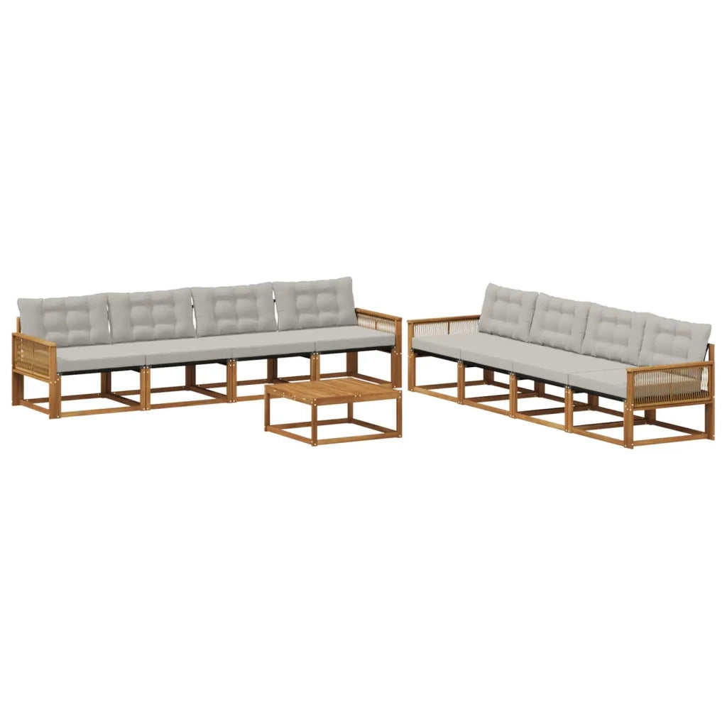 Set di divani da esterno 9 pcs Naturale e Grigio Chiaro 3381331
