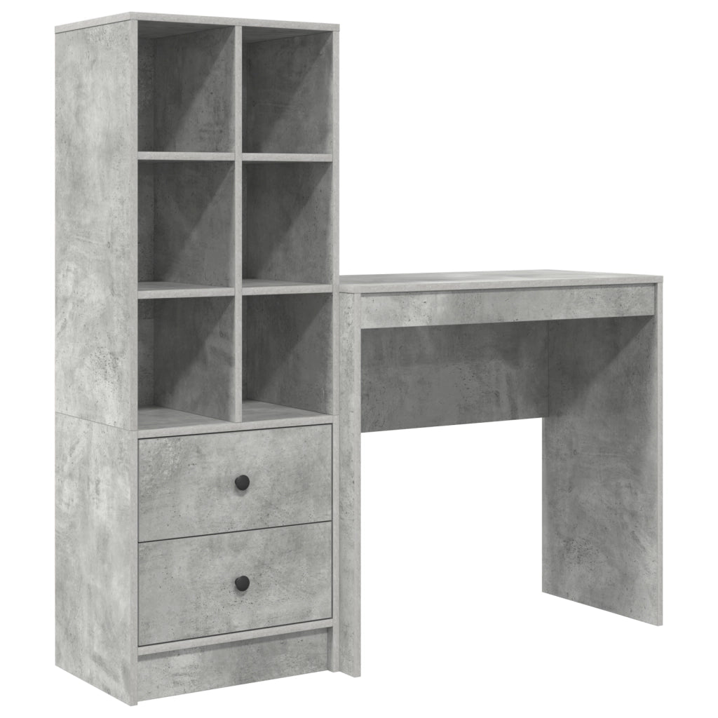 Scrivania con spazio di archiviazione in legno ingegnerizzato grigio cemento