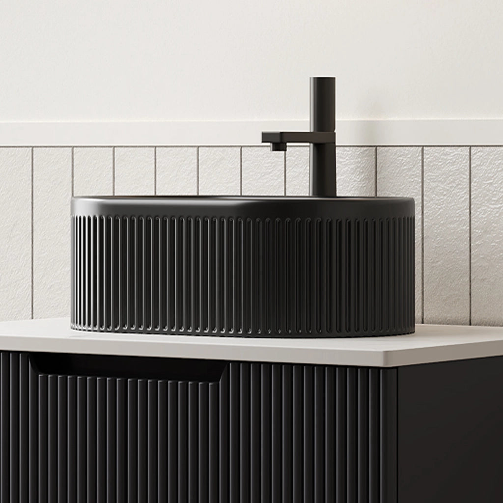 LAVABO in ceramica nero con foro rubinetteria preforato
