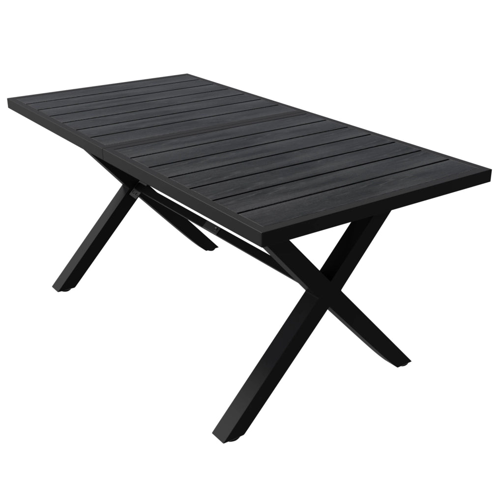 Set da pranzo da giardino 1 tavolo e 6 sedie; 148x80x75 cm; nero e naturale