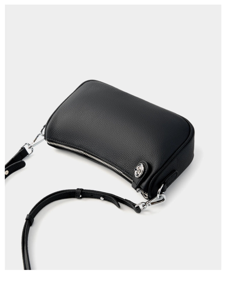 Borsa a tracolla da donna Swinger in vera pelle nera