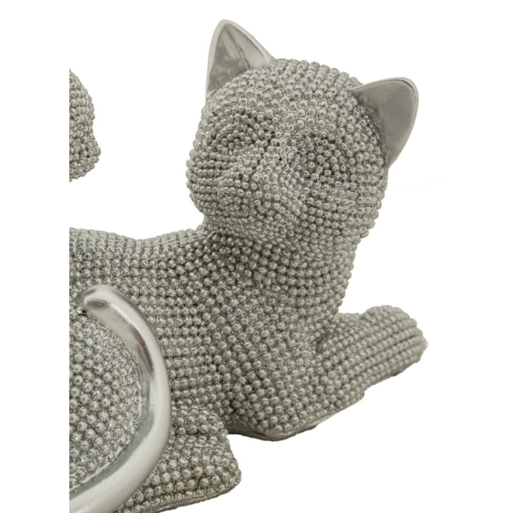 Scultura Gatti 2, Argento, Poliresina, 19x9x13 cm