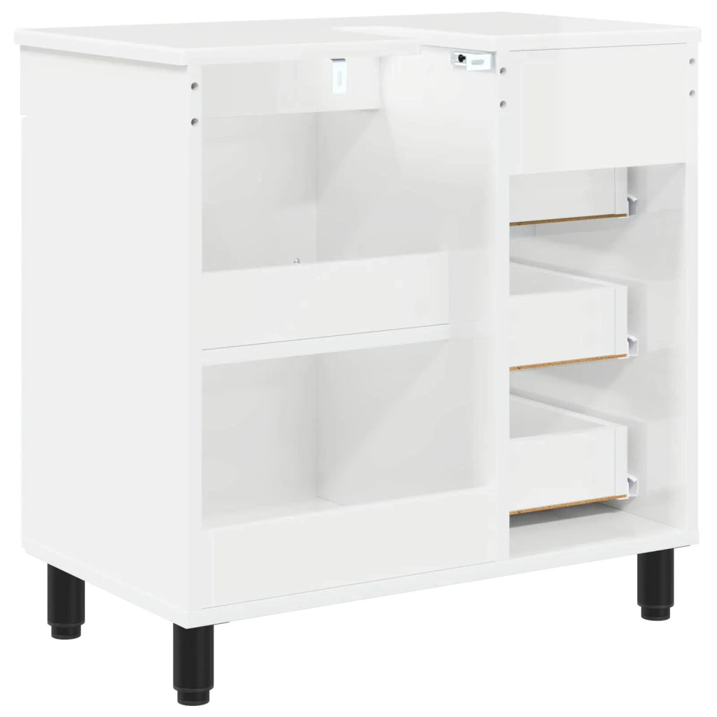 Mobiletto da bagno Bianco Lucido 60 x 35 x 60 cm