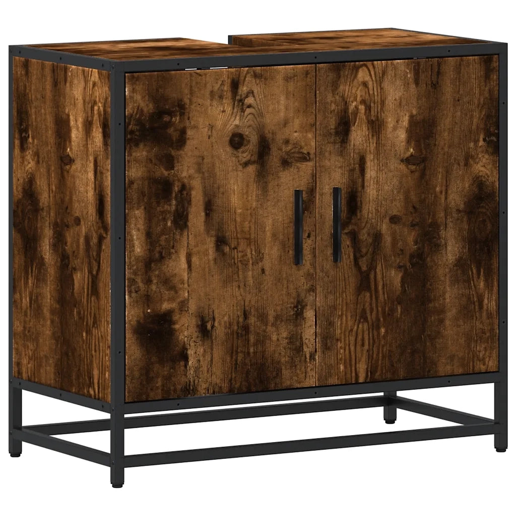 Mobile Lavabo Bagno Rovere Fumo 65x33x60 cm Legno Multistrato