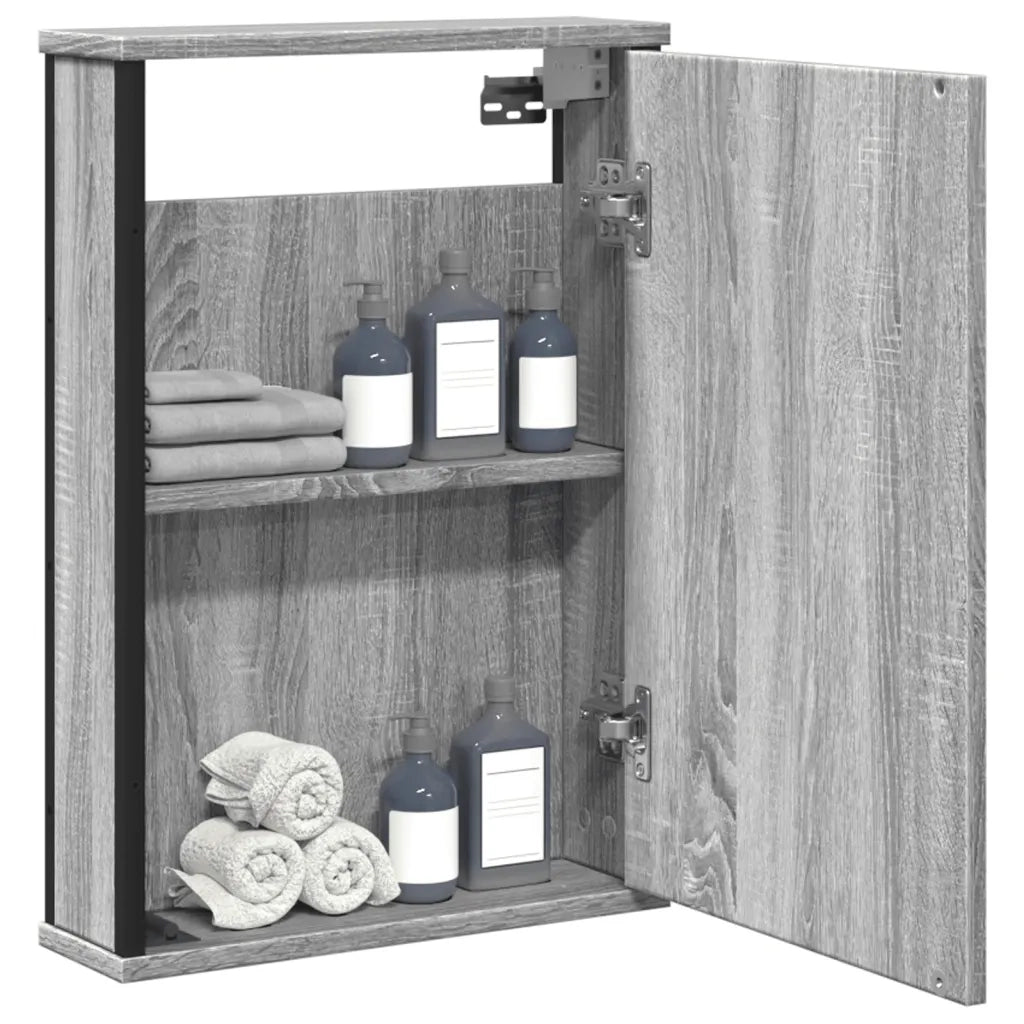 Mobile Specchio da Bagno Grigio Sonoma 42x12x60 cm Multistrato 842434