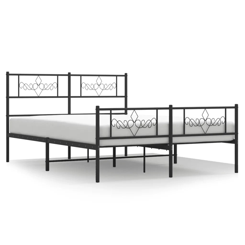 Giroletto con Testiera e Pediera-Struttura Letto Metallo Nero 140x190 cm 142656