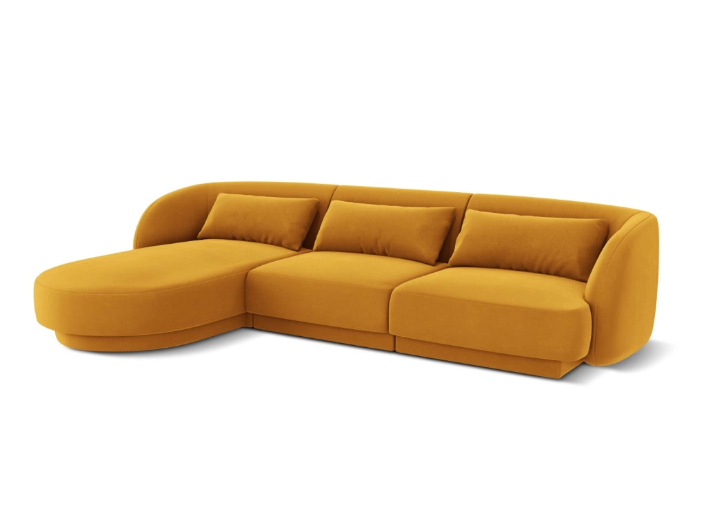 Cosmopolitan Design - Divano angolare sinistro "Tulum" 4 posti in velluto giallo 