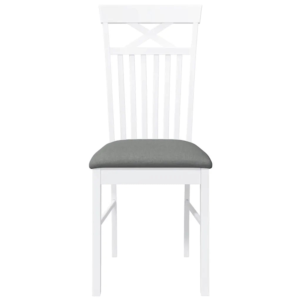 Sedie da Pranzo con Cuscini 2 pz Bianco Legno Massello di Hevea 4102413
