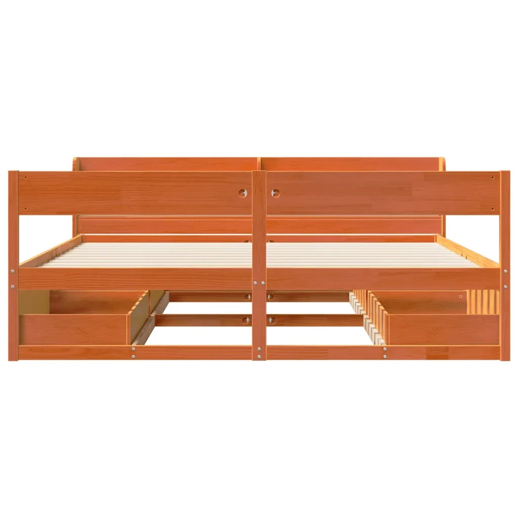 Letto senza Materasso Marrone Cera 180x200 cm in Legno di Pino